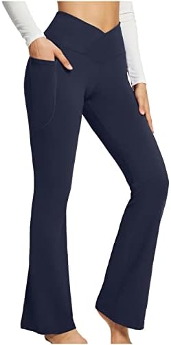 מכנסי יוגה מגפיים מזדמנים לנשים לנשים רכות מותניים רכות מתלקות חותלות פלאצו עבודה אתלטית מכנסי רגל רחבים עם