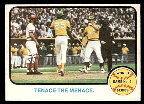 1973 Topps 203 1972 סדרת העולם - משחק מספר 1 - Tenace The Menace Gene Tenace/George Hendrick/Johnny Bench Oakland/Cincinnati
