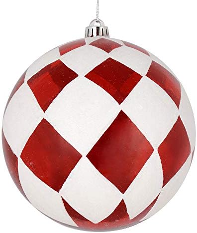 ויקרמן 6 אדום כדור עם לבן יהלומי גליטר חג המולד קישוט, סט של 3