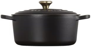 לה קרוסט חתימה אמייל יצוק ברזל עגול הולנדי תנור, 3.5 ליטר, שוש עם אור זהב לב ידית