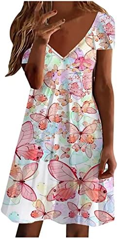 שמלות אביב נוקמופו לנשים 2023 אורח חתונה פרחוני שרוול קצר צווארון מזדמן רופף שמלת התלקחות חוף