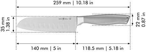 הנקלס מודרניסט חד כתער 5 אינץ ' חלול קצה סנטוקו סכין, גרמנית מהונדס הודיע על ידי 100 + שנים של שליטה