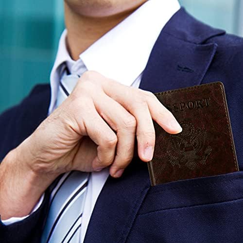 טיגארי דרכון מחזיק נסיעות תיק, דרכון וחיסון כרטיס מחזיק קומבו, נסיעות אביזרי דרכון ארנק לנשים גברים, עור דרכון