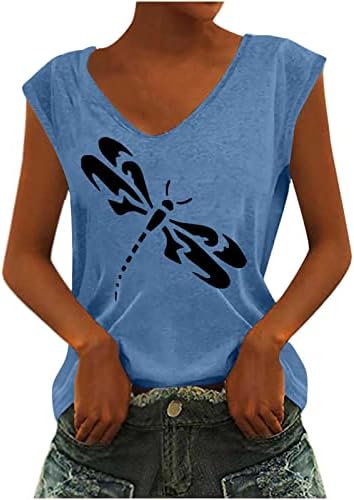 Oplxuo לנשים קיץ v גופיות צווארון, אופנה ללא שרוולים הדפס שפירית הדפס טנקים טוניקות טוניקות רכות טוניקות חולצות