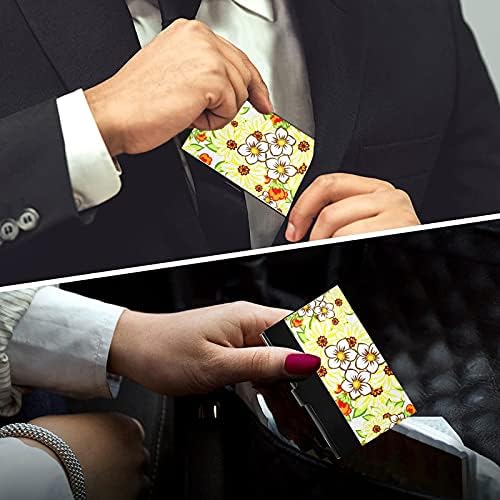 אלגנטיות פרחוני פרחי כרטיס ביקור מחזיק עבור נשים גברים כרטיס ביקור מחזיק מקרה עם עור אשראי כרטיס