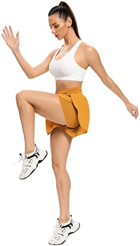 Quccefods נשים מכנסיים קצרים של אימון המותניים עם כיס עם מכנסיים אתלטי יבש מהיר של מכנסיים קצרים אלסטיים מותניים