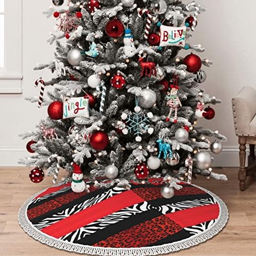 נמר אדום וזברה שוליים בעלי חיים מודפסים בסיס עגול חצאית עץ שוליים לחג המולד לחג המולד לחג המולד