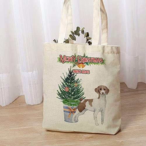 שקית פשתן כותנה טבעית שקית חג המולד כלבים מתנות מתנות עציצי עציץ העוזרים של סנטה עץ אורן עם קופסאות