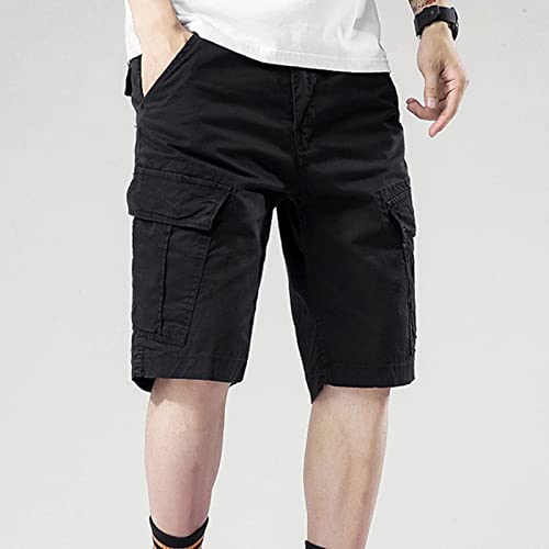 מכנסי מטען מזדמנים לגברים קצרים קלים משקל רגוע בכושר רב מכנסיים קצרים בכיס צבאי רופף קיץ חיצוני