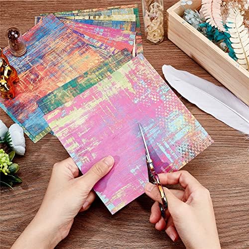 כרית נייר של Craspire Strapbook Paid 6x6, נייר דקופודג 'בצבעי מים חד-צדדיים 24 סדינים צבעוניים נייר