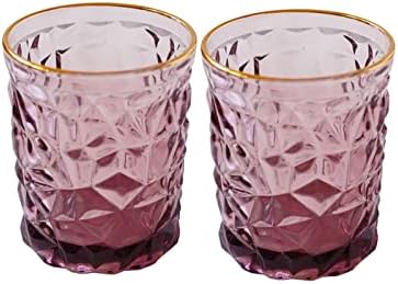 סט כוס זכוכית של 2 כוסות שתייה בצורת יהלום יין זכוכית, ויסקי, קוקטייל, מיץ כוס כוס כוס אדומה עם כוסות שפה