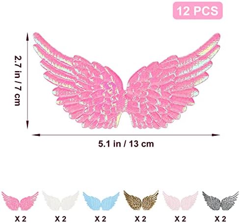 Kisangel 12 PCS נצנצים נצנצים כנפי מלאך כנפי מלאך כנפי מיני כנפי קישוט