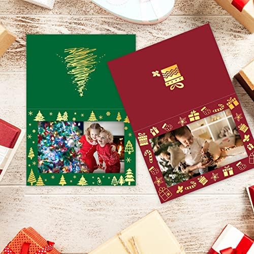 עץ Ceiba Christmas Photo מסגרת כרטיסי 40 חבילה כרטיס ברכה לחג זהב עם מעטפות