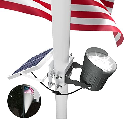 אור מוט דגל סולארי אור חיצוני, מוט הדגל הבהיר ביותר אור שמש מופעל, כיסוי דגל אמריקאי הוביל