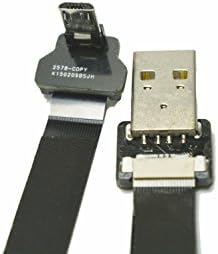 שחור גמיש FPV שטוח דק דק דק כבל FPC כבל מיקרו USB 90 מעלות לתקן USB A עבור סנכרון וטעינה