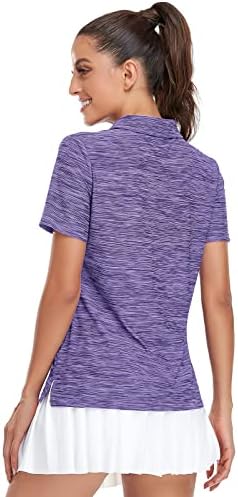 וירציה נשים חולצת גולף UPF50+ אימון הגנת שמש צמרות שרוול קצר ארוך 1/4 ZIP UP פולו מהיר יבש