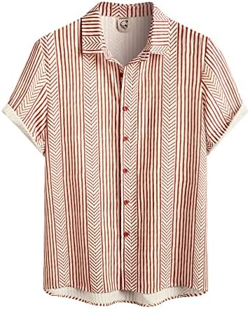 חולצת צוואר של Hardaddy גברים V Hardddy כפתור שרוול קצר במורד חולצות חוף הקיץ בהוואי