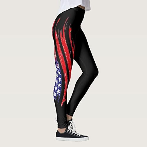 דגל אמריקאי 4 ביולי חותלות נשים בקרת בטן דגל אמריקאי מכנסי יוגה