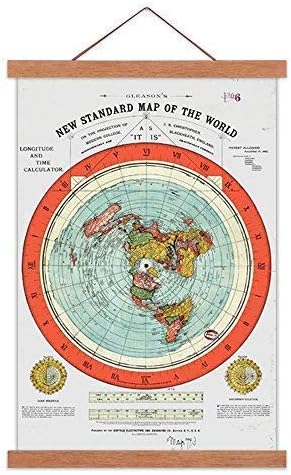 מפת אדמה שטוחה של אלכסארט - המפה הסטנדרטית החדשה של גליסון של העולם - כרזת גלגול הדפסת בד גדולה 24