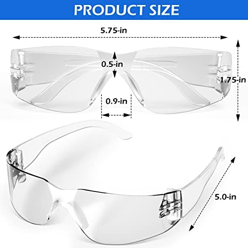 OXG 12 משקפי בטיחות אריזים לגברים נשים, ANSI Z87.1 השפעה על משקפי מגן עמידים בפני שריטות לעבודה, מעבדה,