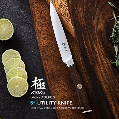 סדרת קיוקו דאימיו 7 סכין סנטוקו + 4.5 סכין קילוף + 5 סכין שירות-נירוסטה יפנית 440 ג-ידית סיסם