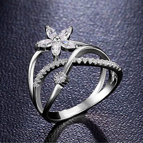 טבעת זירקון זירקון סוס רוז זהב רוז עם עיצוב פרחים טבעת זירקון פשוטה אופי אישיות פשוט עבור