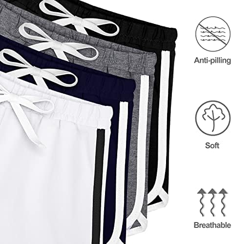 RESINTA 4 חבילות בנות אתלט מכנסיים אתלטים אימון כותנה מכנסיים קצרים מכנסי כושר מכנסיים קצרים ספורט