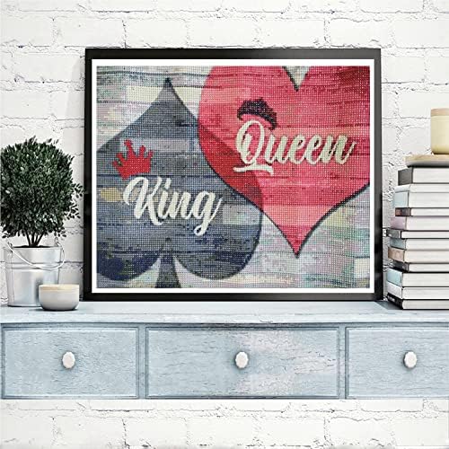 Pdslaike king Queen queen ערכות ציור- ערכת אמנות יהלום DIY זוג עיצוב חדר שינה מתנה 15.7x11.8in