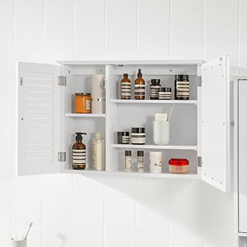 BZR55-W Haotian, ארון מראה לבן, ארון קיר אמבטיה עם 2 דלתות ומדפים, ארון מראה קיר אמבטיה, ארון אחסון, ארון