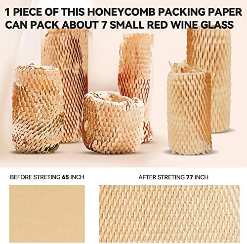 נייר אריזת חלת דבש, קארים 12 על 65 אינץ' מגן ריפוד חלת דבש ממוחזר לעטוף חומר אריזה ידידותי לסביבה גלישת מגן