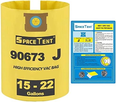 Spacetent 5 חבילה 90673 תיקים לחנות VAC 15-22 גלון רטוב/יבש, חלק מס '90673 9067300, Shop Vac 90673