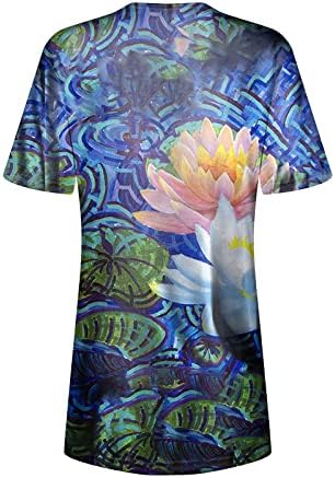 נשים של פלנל חולצות קצר שרוול פטיט אופנה מזדמן בתוספת גודל פרחי הדפסה עגול צוואר חולצה חולצות