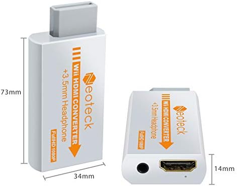 ממיר Neoteck Wii לממיר HDMI עם שמע ג'ק 3.5 ממ וכבל HDMI 3.3ft, תומך ב- NTSC 480i 480p, PAL 576i-White