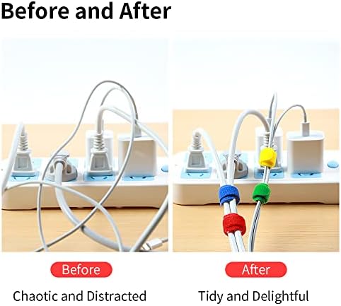 Zhaiwowo Hook ו- Loop Cable קשרי כבלים לשימוש חוזר מארגן כבל כבלים 8 אינץ 'רצועות תיל למרכזי