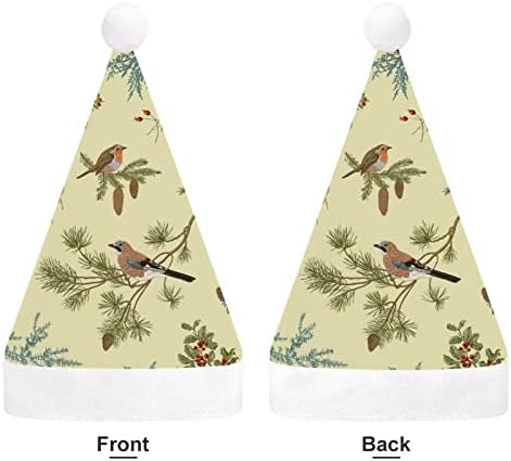 ציפורים וענפים מצחיק חג המולד כובע סנטה קלאוס כובעי קצר קטיפה עם לבן חפתים עבור חג המולד חג מסיבת