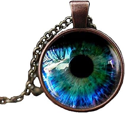 עין שרשרת, עין תכשיטי זכוכית תליון, מציאותי אדם גלגל העין, עין סטימפאנק גותי עין קסם, תכשיטי האנטומיה