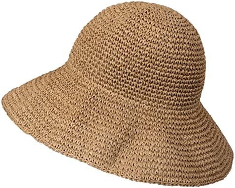 נשים קש כובע מתקפל תקליטונים קש רחב שולי שמש כובע חוף כובע קיץ סרוג כובע