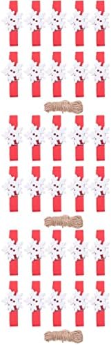 150 יח 'לחג המולד מעץ כביסה על מיני פתית שלג קטעי צילום של קליפים אופנה חגיגית יתדות עץ עם 10 מטרים חוטי