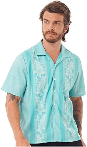 Jeeyjoo גברים שנות ה -50 רטרו מחנה באולינג כפתור-אפ חולצת שרוול קצר שנות החמישים באולינג חולצות מזדמנים