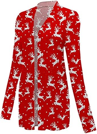 נלומוקט של נשים חג המולד קרדיגן פתוח קדמי שלג חמוד מסוגנן דלעת הדפס גרפי הדפס גרפי חולצות שרוול ארוך חולצה