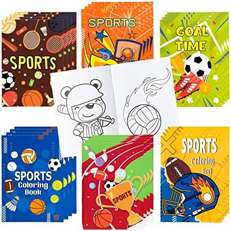 24 יחידות ספורט ספרי צביעה לילדים אמנות ציור ספר עם כדורגל רוגבי בייסבול כדורסל דפוסים צבע חוברות