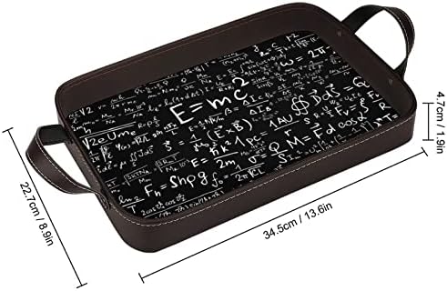 נוסחאות מתמטיקה מדעי עור PU הגשת מגש מארגן בושם עיצוב שולחן אלגנטי עם ידיות