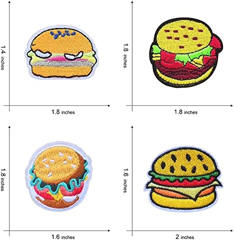 Kloriz 5 PCS המבורגר טלאי מזון ברזל רקום על תפירה על טלאים מתנה אפליקציה לילדים ילדים