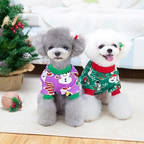 זבורו בגדי כלב חג המולד כותנה בגדי כלב כותנה קפוצ'ון ציוד לכלבים בינוניים קטנים מעיל הדפס מצוירים מעיל גוד צ'יוואווה