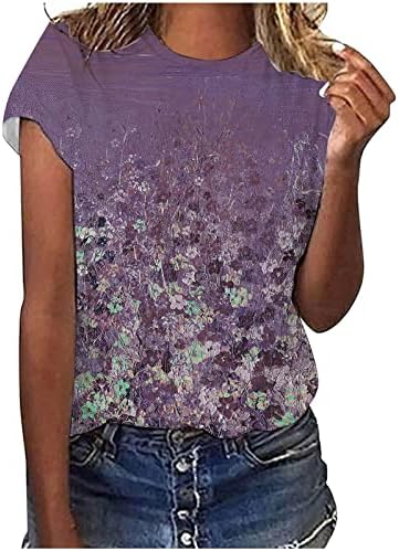 נשים חולצות שרוול קצר חולצה לבנות צוות הצוואר הדפס פרחוני קיץ סתיו סתיו 2023 בגדים אופנה FP