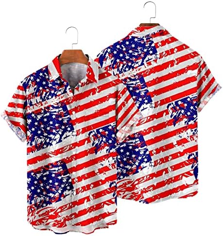 קיץ גברים חולצה גברים יום עצמאות דגל 3 ד דפוס דיגיטלי אישית אופנה דש כפתור לא חבילה של
