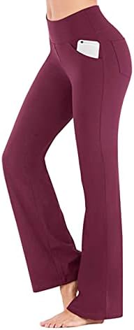 מכנסי יוגה של Becloh Bootcut לנשים מכנסי יוגה עם מותניים גבוהים עם כיסים לנשים עובדות חותלות מכנסי