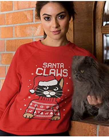 סנטה טופר סווטשירט נשים נערות נערות חתול סגנון סוודר חג המולד מכוער