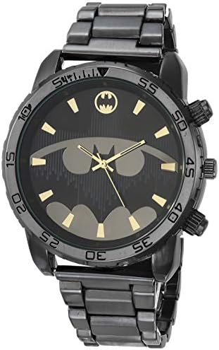שעון קוורץ אנלוגי לגברים באקדח מתכת עם זהב באטמן פרטי לוגו