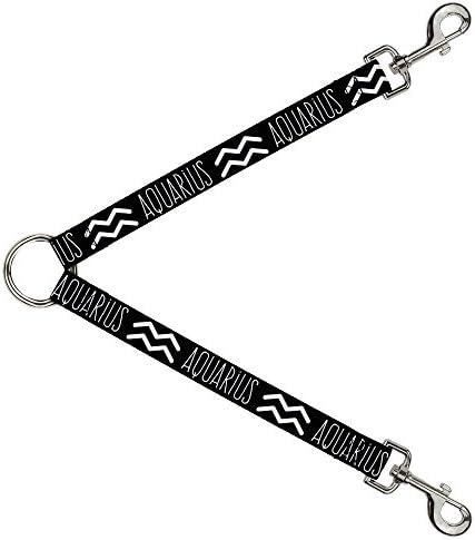 כלב רצועה ספליטר גלגל המזלות דלי סמל שחור לבן 1 רגל ארוך 1 אינץ רחב
